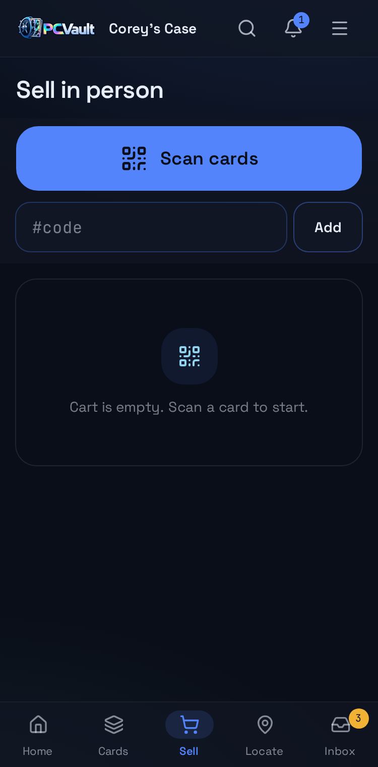 For vendors on PCVault, phone screen