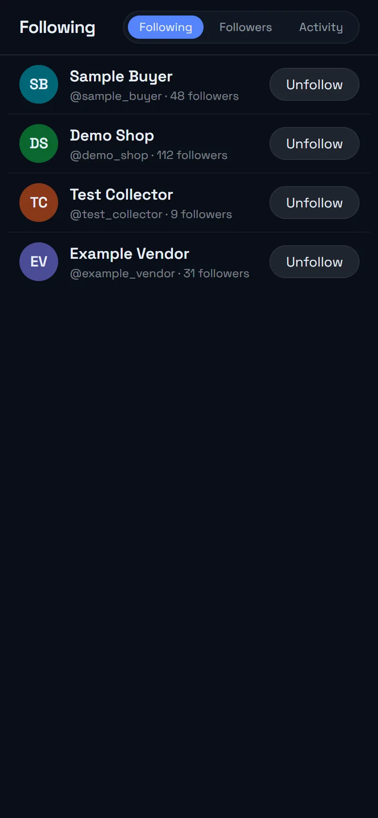 The Following screen
