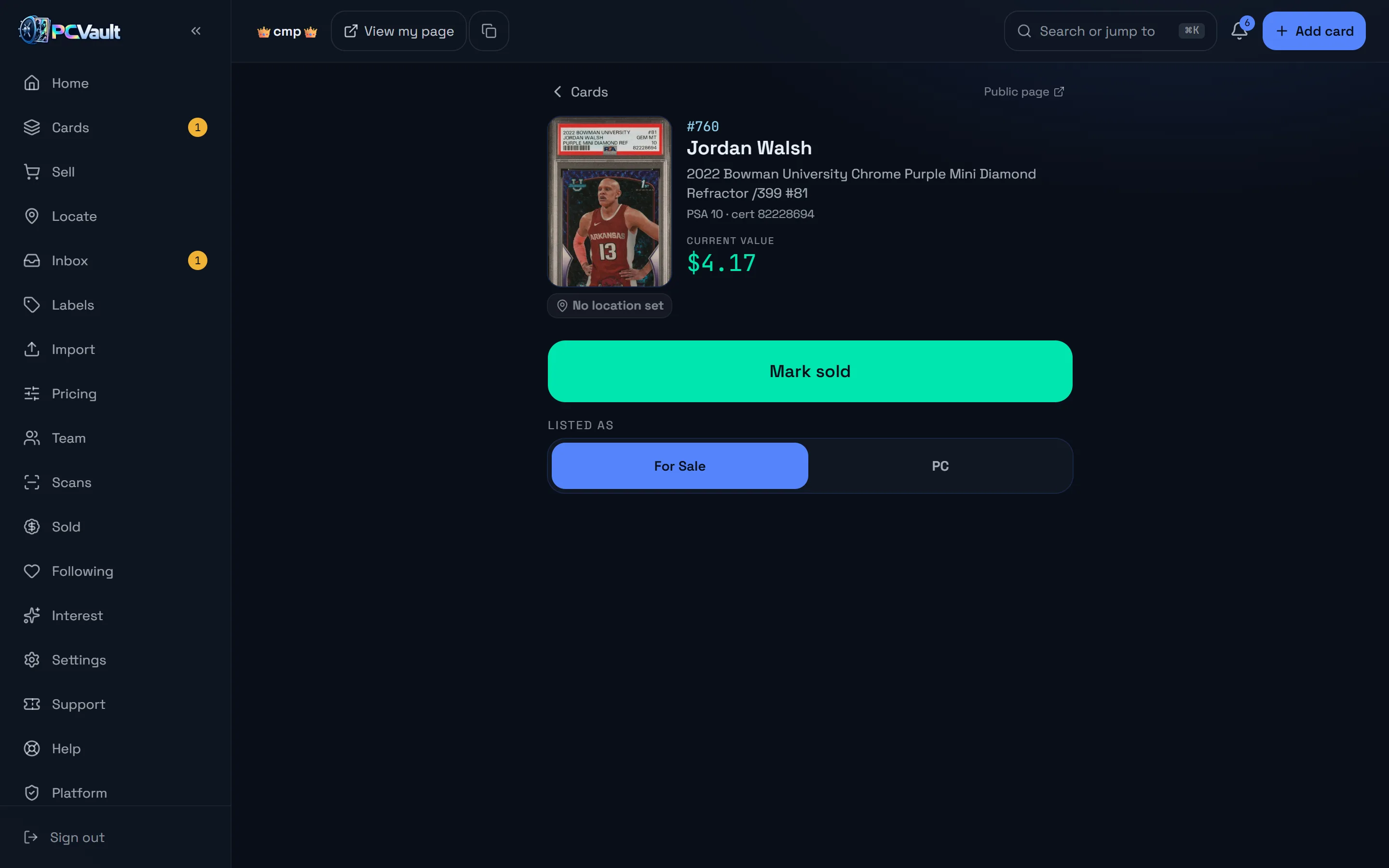 The card editor