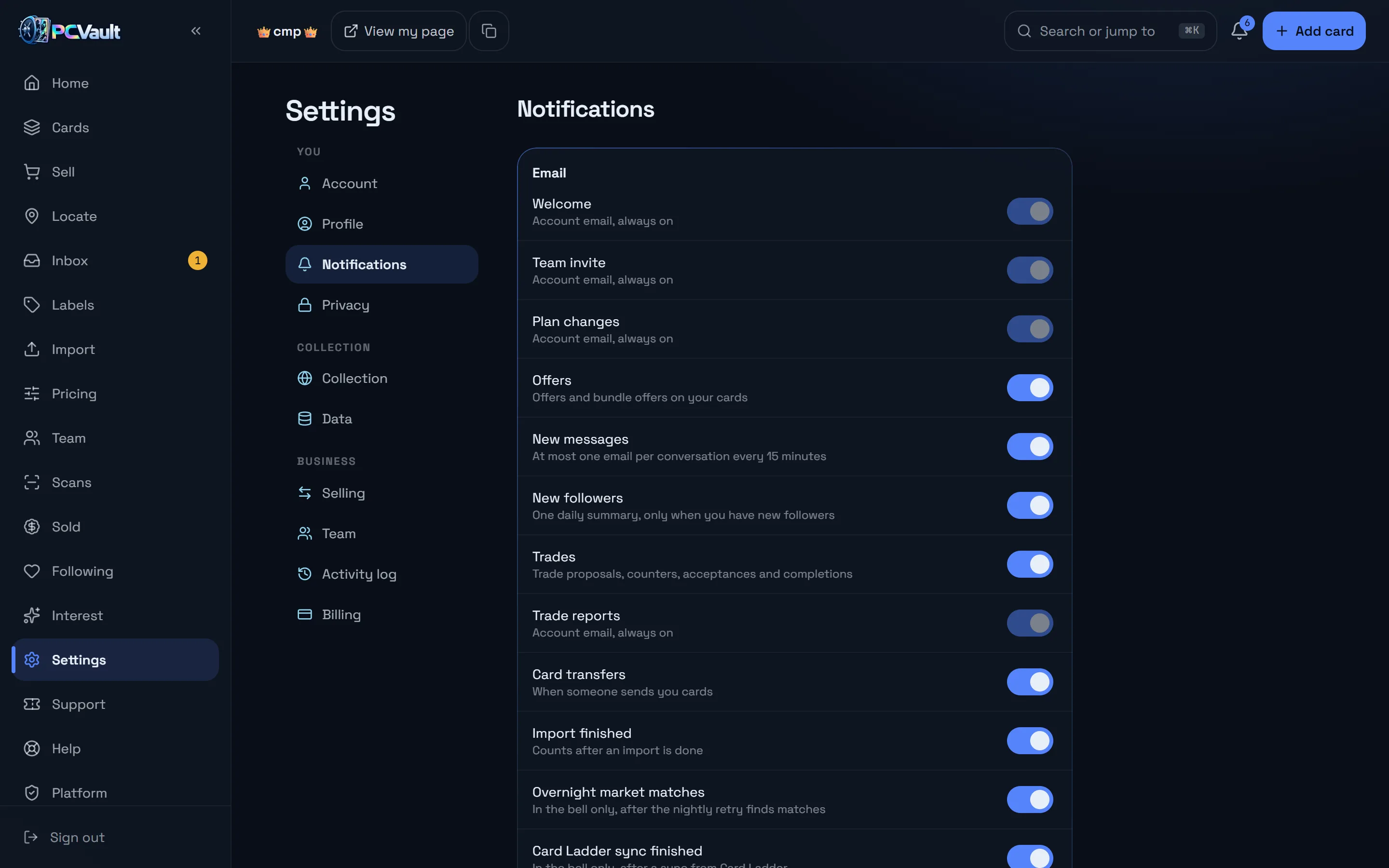 Notification settings