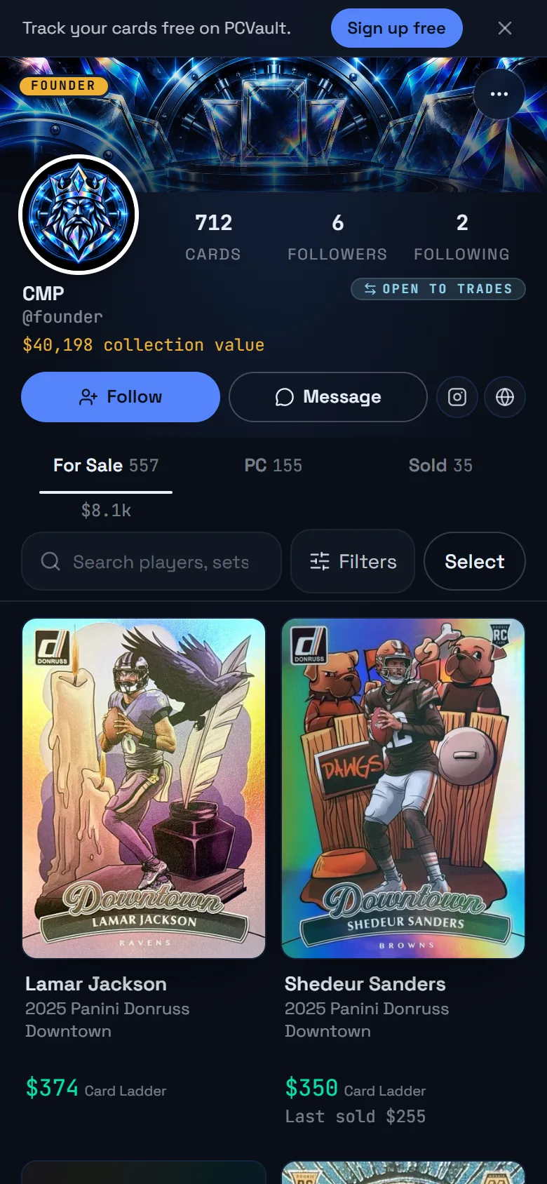 A public showcase page
